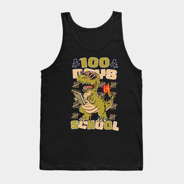 100 days of school featuring a friendly T-rex Dino Holding a notebook  #1 Tank Top by XYDstore